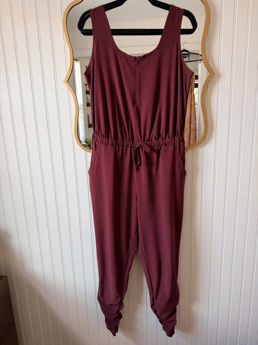 Prana Burgundy Sleeveless Drawstring Jumpsuit